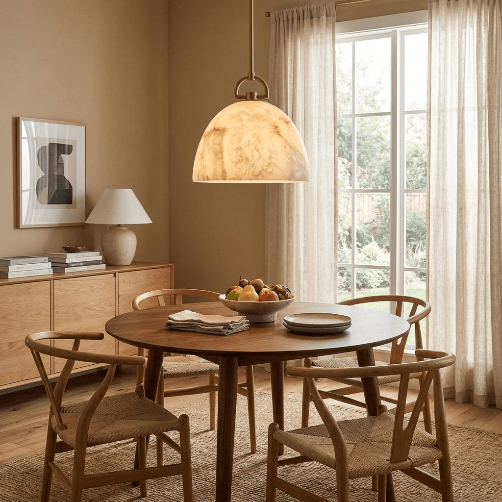 Aurelian Alabaster Dome Pendant Light - Vakkerlight