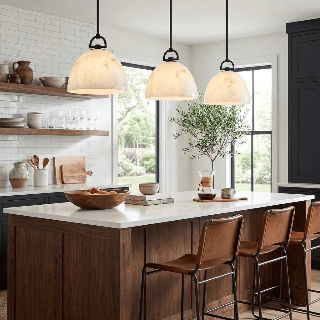 Aurelian Alabaster Dome Pendant Light - Vakkerlight