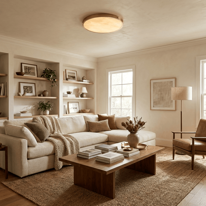 Aureon Alabaster Round Ceiling Lamp - Vakkerlight