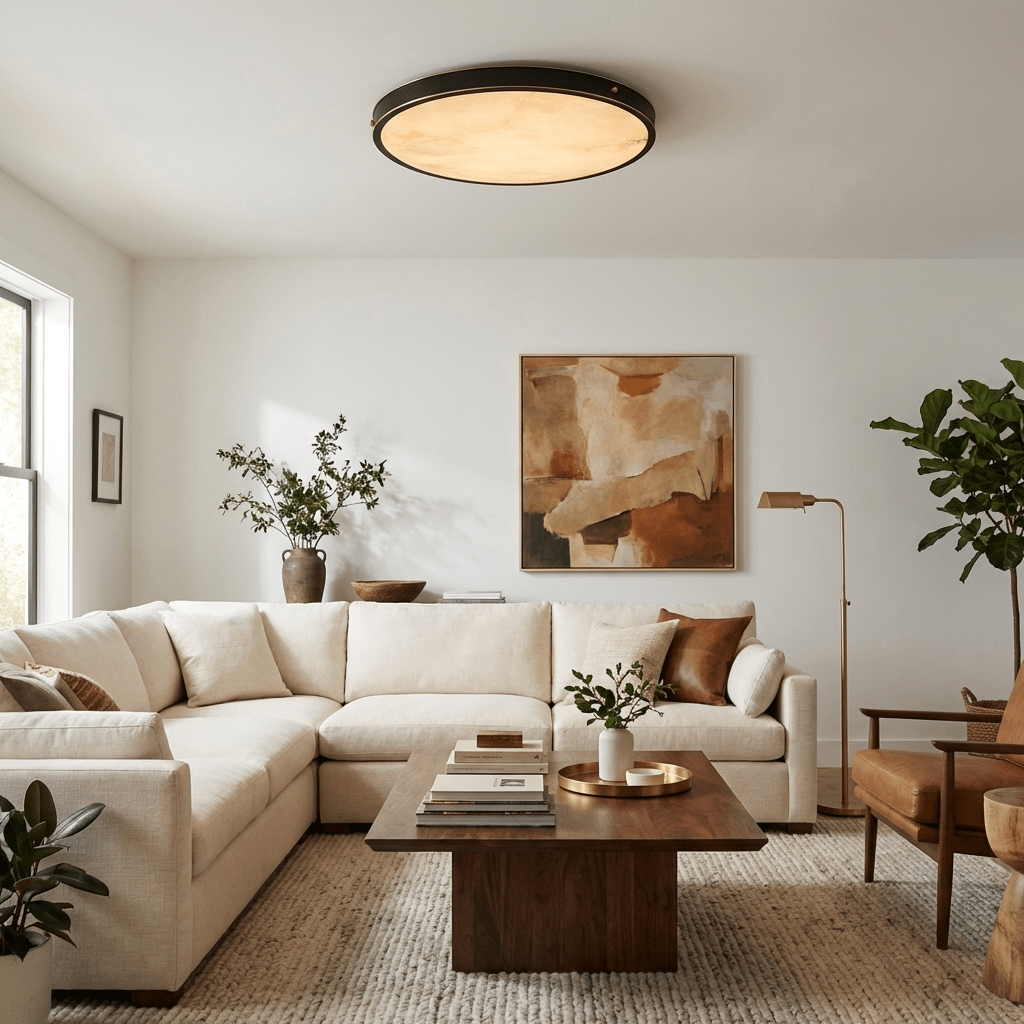 Aureon Alabaster Round Ceiling Lamp - Vakkerlight