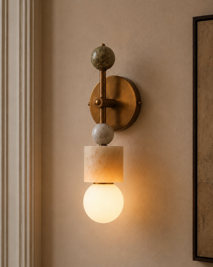 Aurevia Brass Marble Wall Sconce