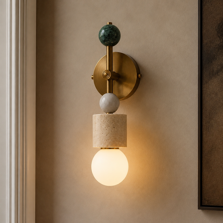 Aurevia Brass Marble Wall Sconce