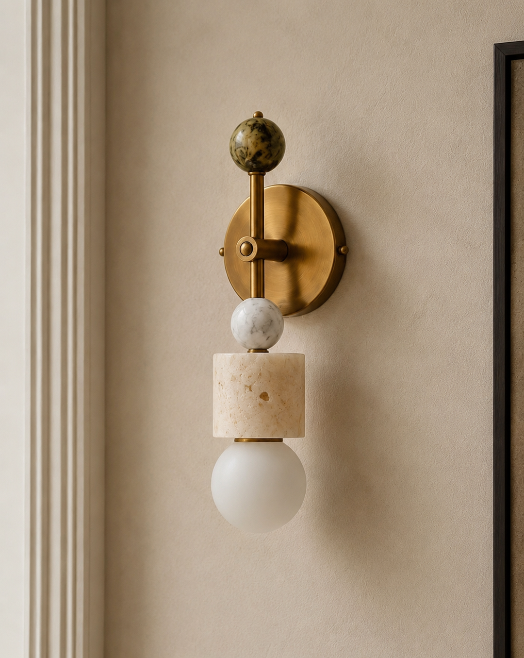 Aurevia Brass Marble Wall Sconce