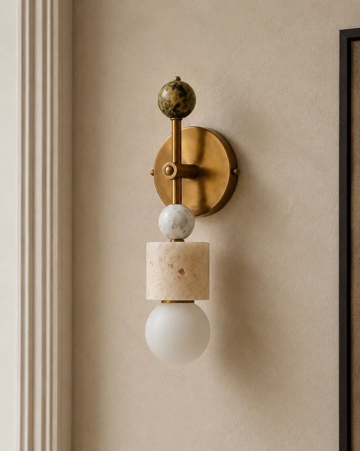 Aurevia Brass Marble Wall Sconce