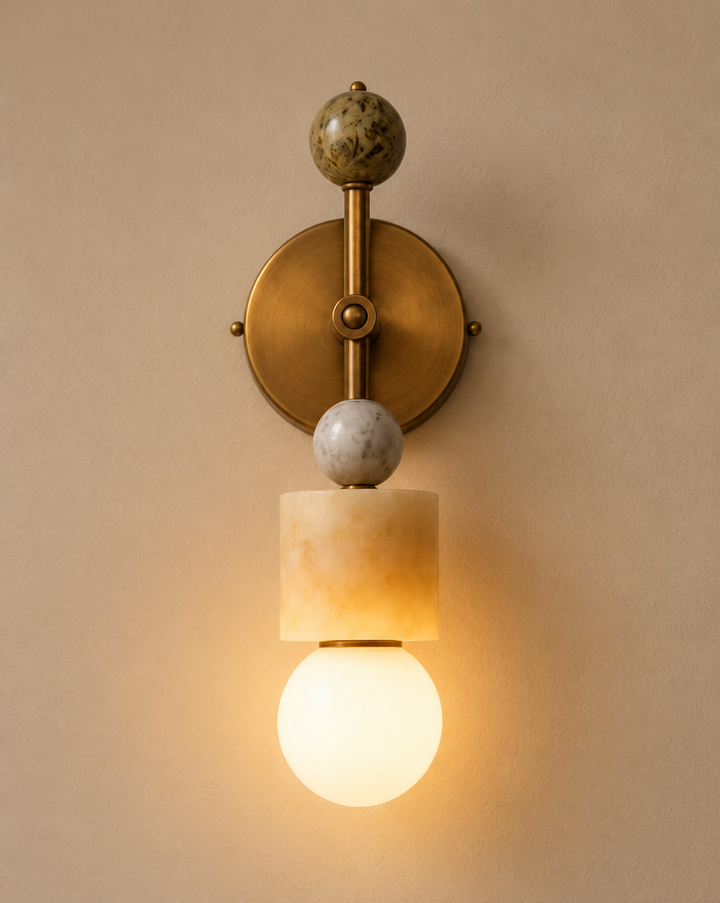 Aurevia Brass Marble Wall Sconce