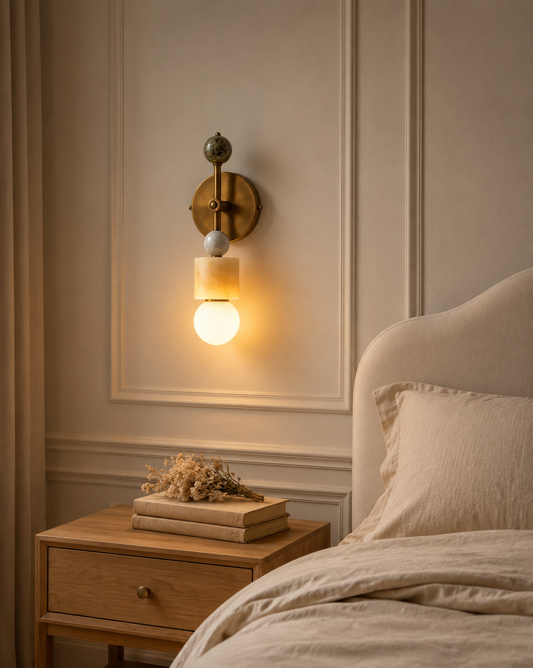 Aurevia Brass Marble Wall Sconce