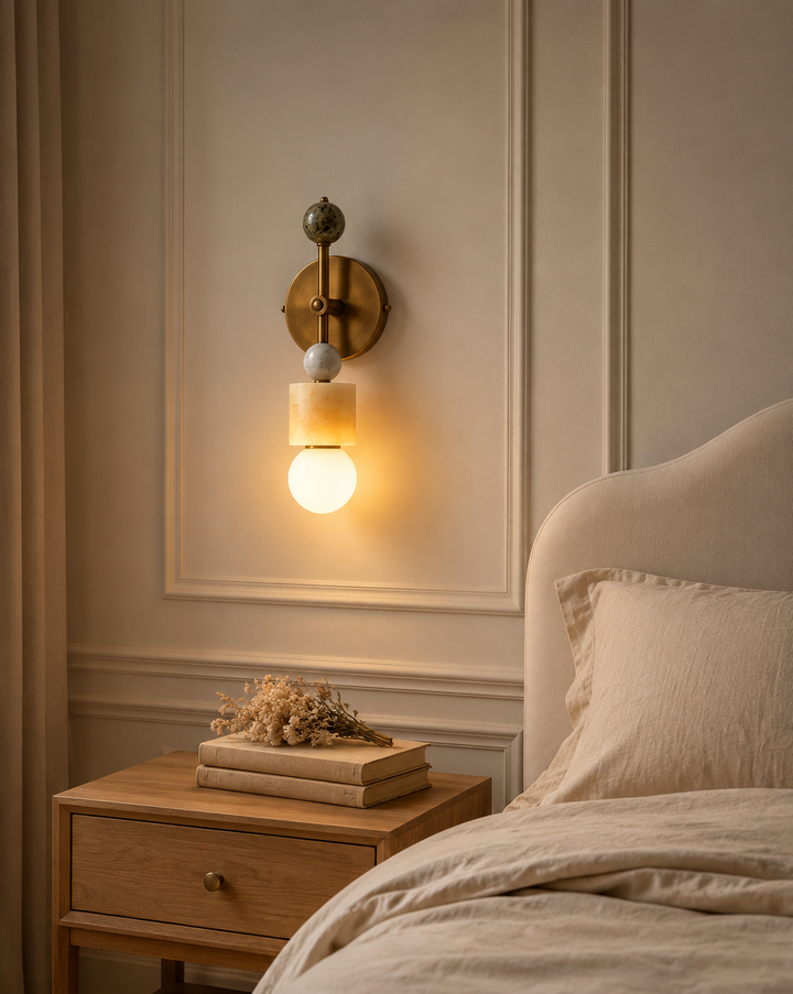 Aurevia Brass Marble Wall Sconce