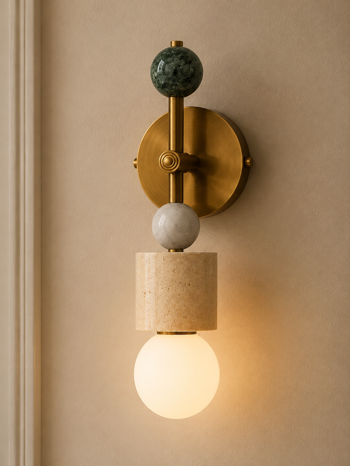 Aurevia Brass Marble Wall Sconce