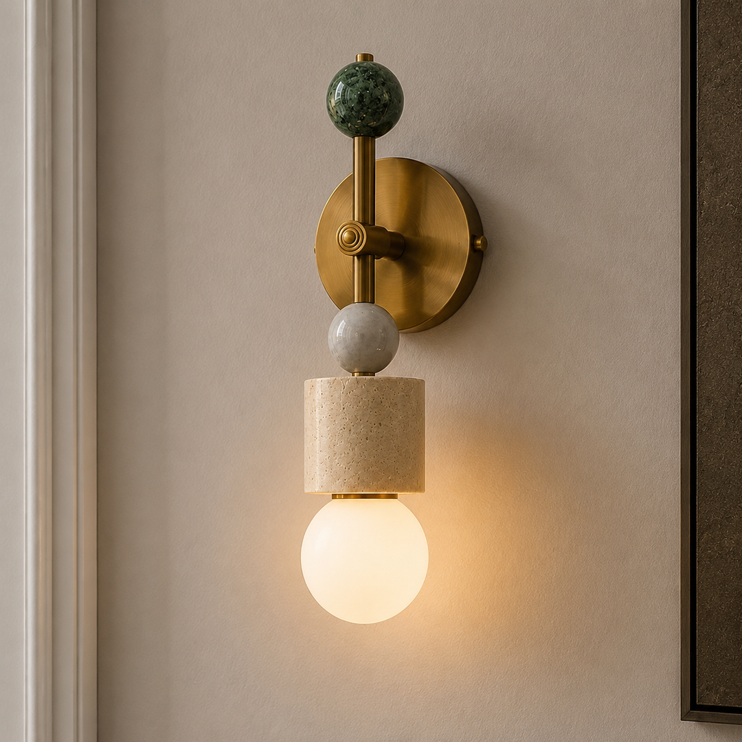 Aurevia Brass Marble Wall Sconce