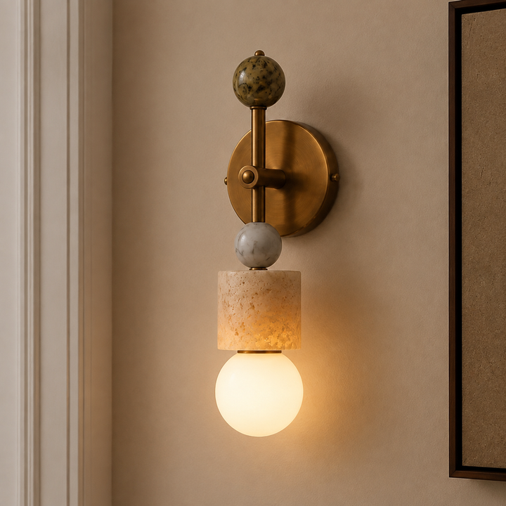 Aurevia Brass Marble Wall Sconce