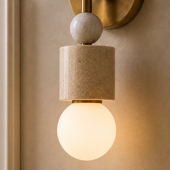Aurevia Brass Marble Wall Sconce