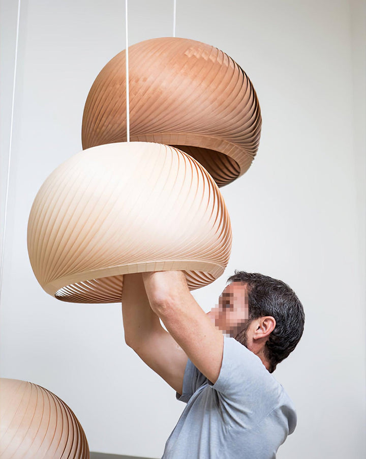 Aurora Whorl Wood Pendant Lamp - Vakkerlight