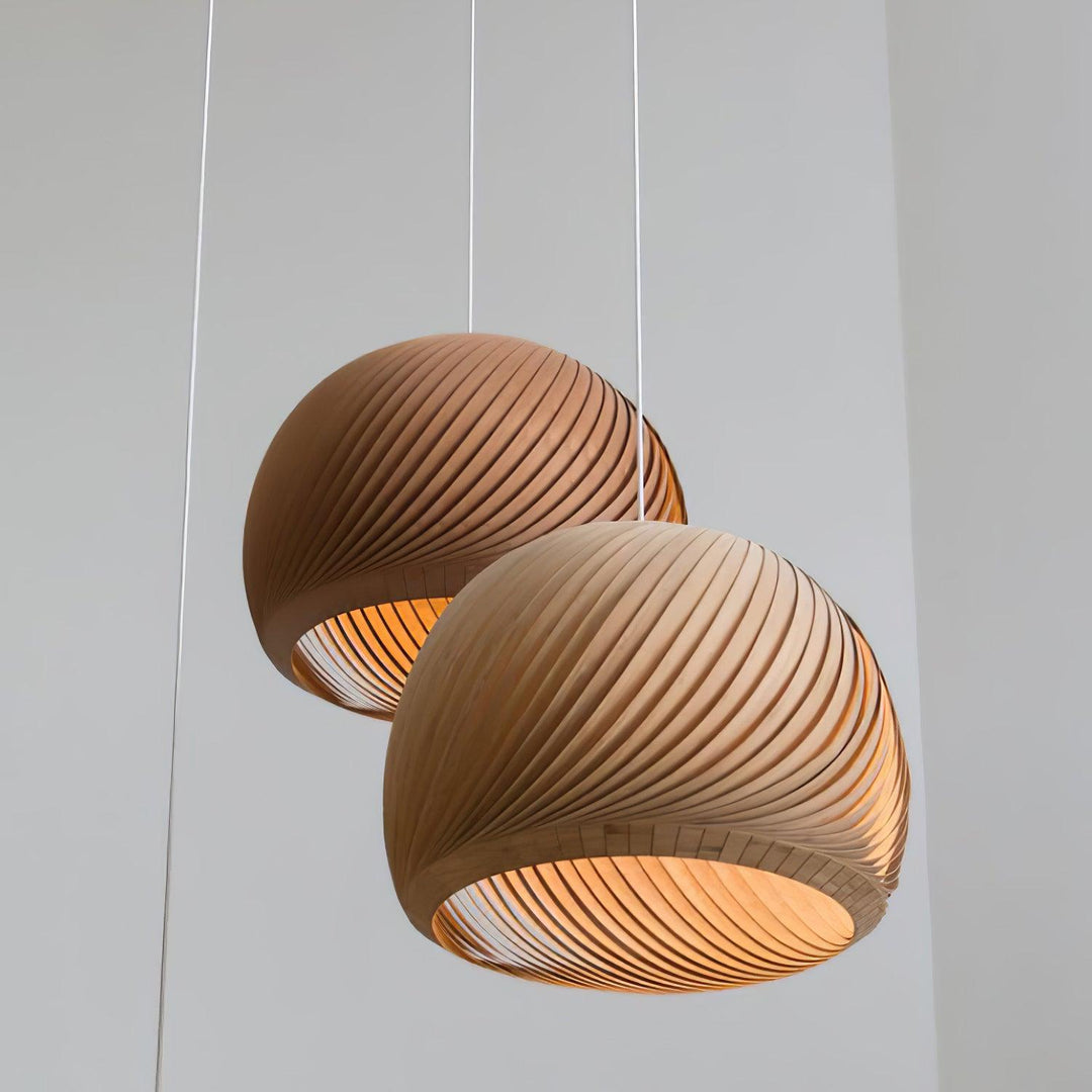 Aurora Whorl Wood Pendant Lamp - Vakkerlight