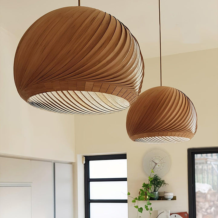 Aurora Whorl Wood Pendant Lamp - Vakkerlight