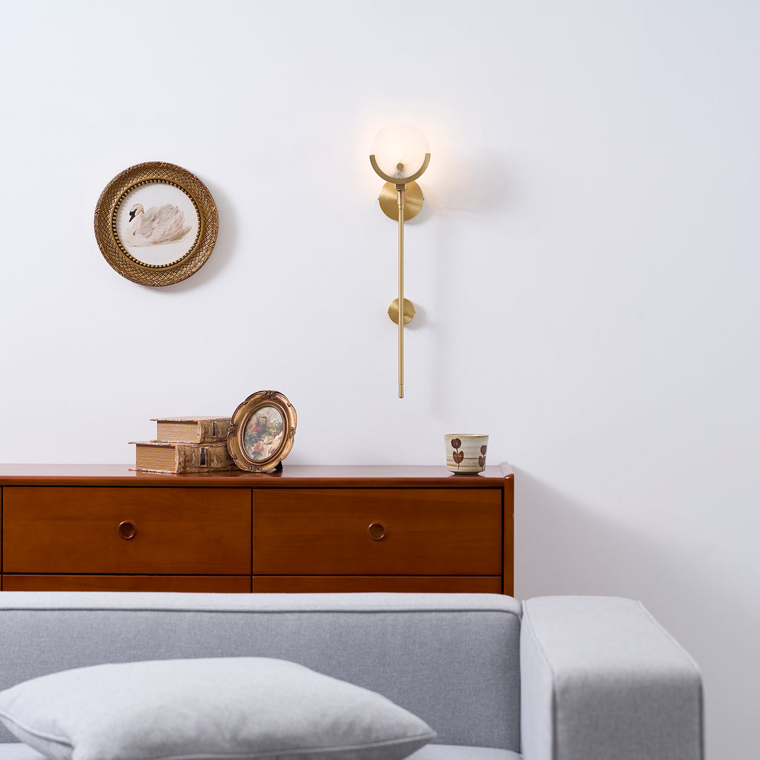 Ava Brass Alabaster Wall Lamp - Vakkerlight