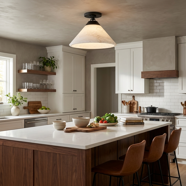 Aveline Alabaster Cone Flush Mount