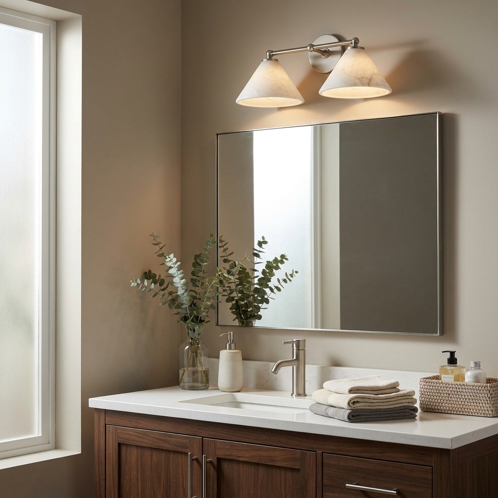 Aveline Alabaster Double Cone Wall Sconce