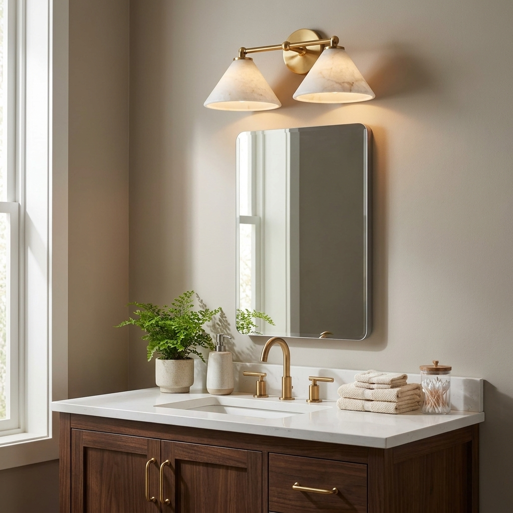 Aveline Alabaster Double Cone Wall Sconce
