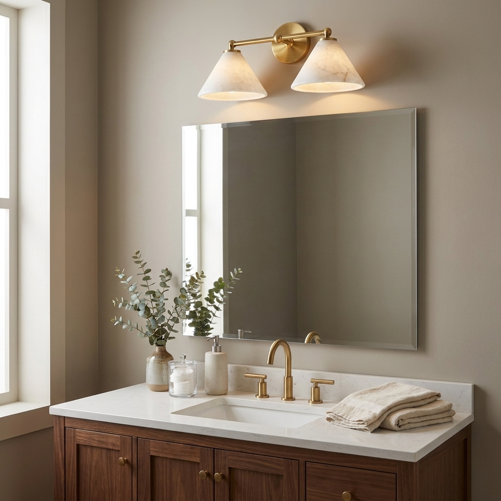 Aveline Alabaster Double Cone Wall Sconce