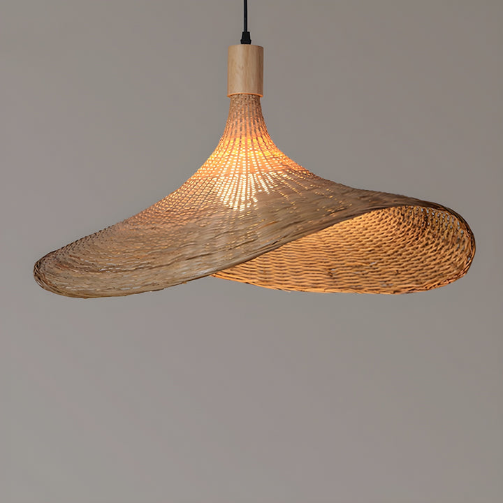 Rattan Weave Hat Pendant Light