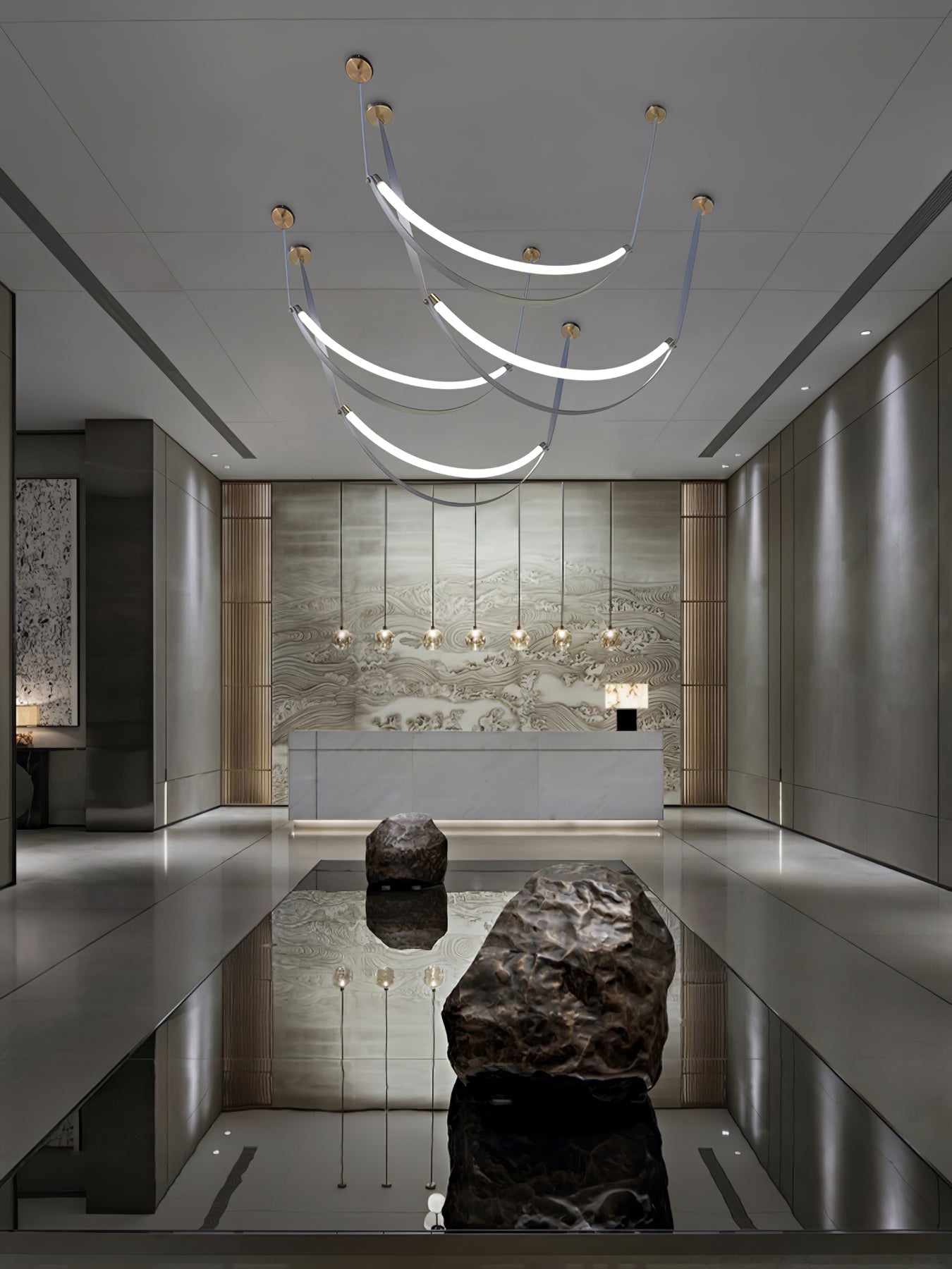 Modern Chandelier 47–59″ Gold & Leather | Vakkerlight