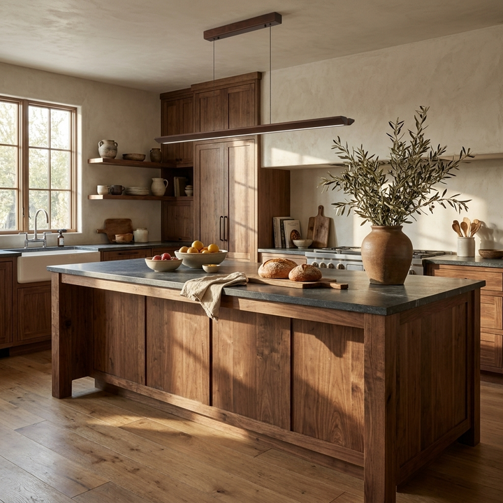 Beveled Wood Linear Pendant Lamp