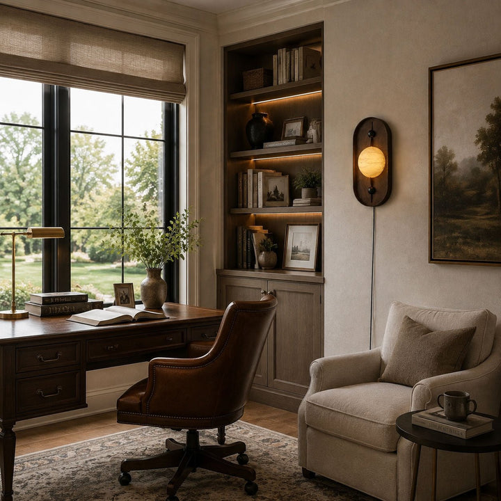 Bezel Alabaster Plug-in Wall Lamp