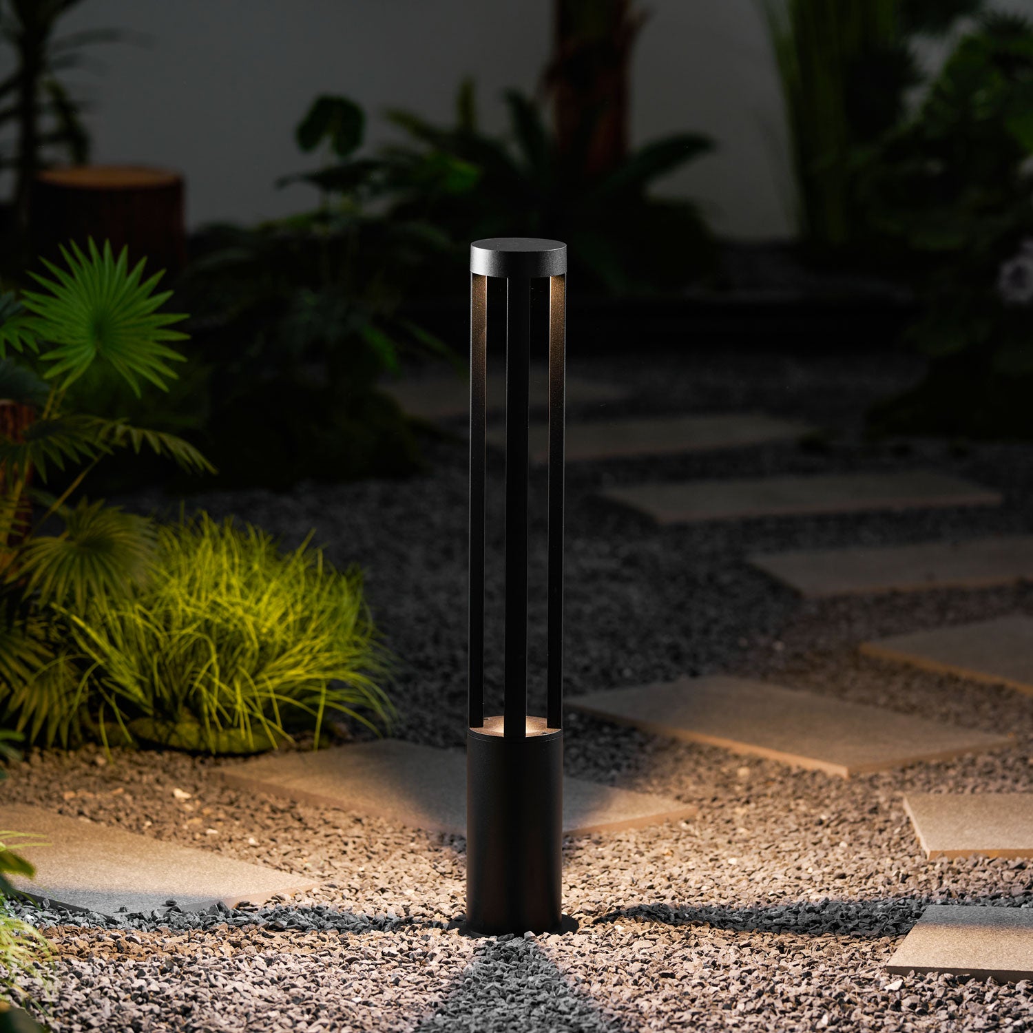 Black Cylindrical Garden Light