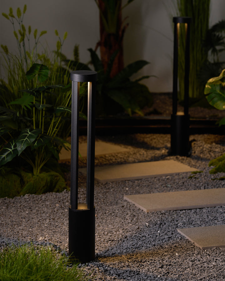 Black Cylindrical Solar Outdoor Post Light - Vakkerlight