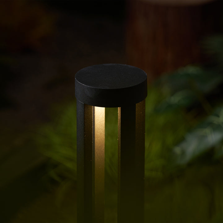 Black Cylindrical Solar Outdoor Post Light - Vakkerlight