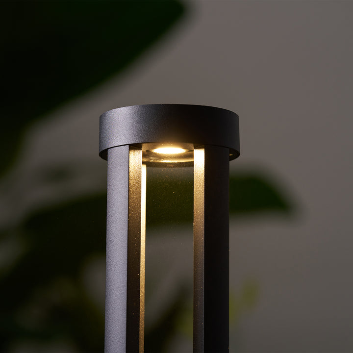 Black Cylindrical Solar Outdoor Post Light - Vakkerlight