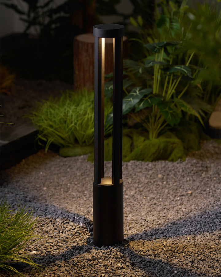 Black Cylindrical Solar Outdoor Post Light - Vakkerlight