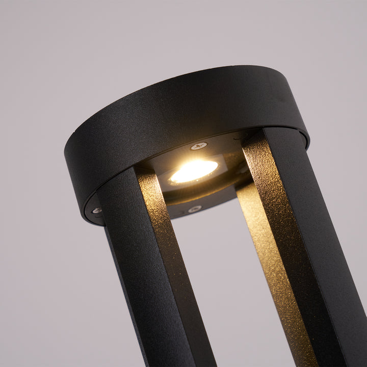Black Cylindrical Solar Outdoor Post Light - Vakkerlight