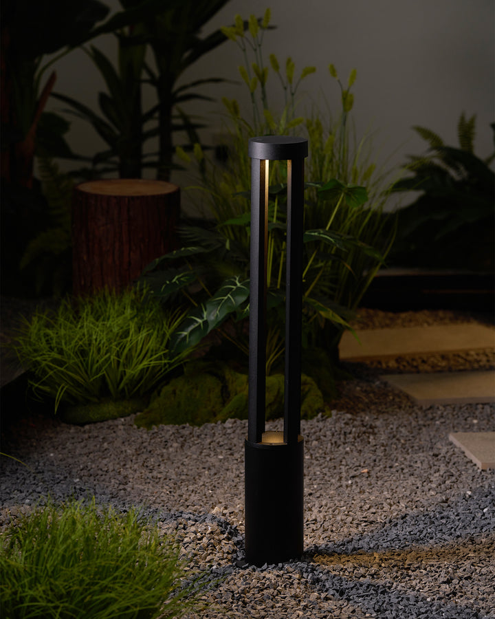 Black Cylindrical Solar Outdoor Post Light - Vakkerlight