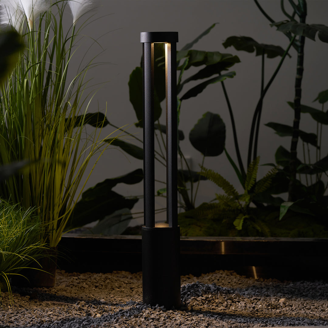 Black Cylindrical Solar Outdoor Post Light - Vakkerlight