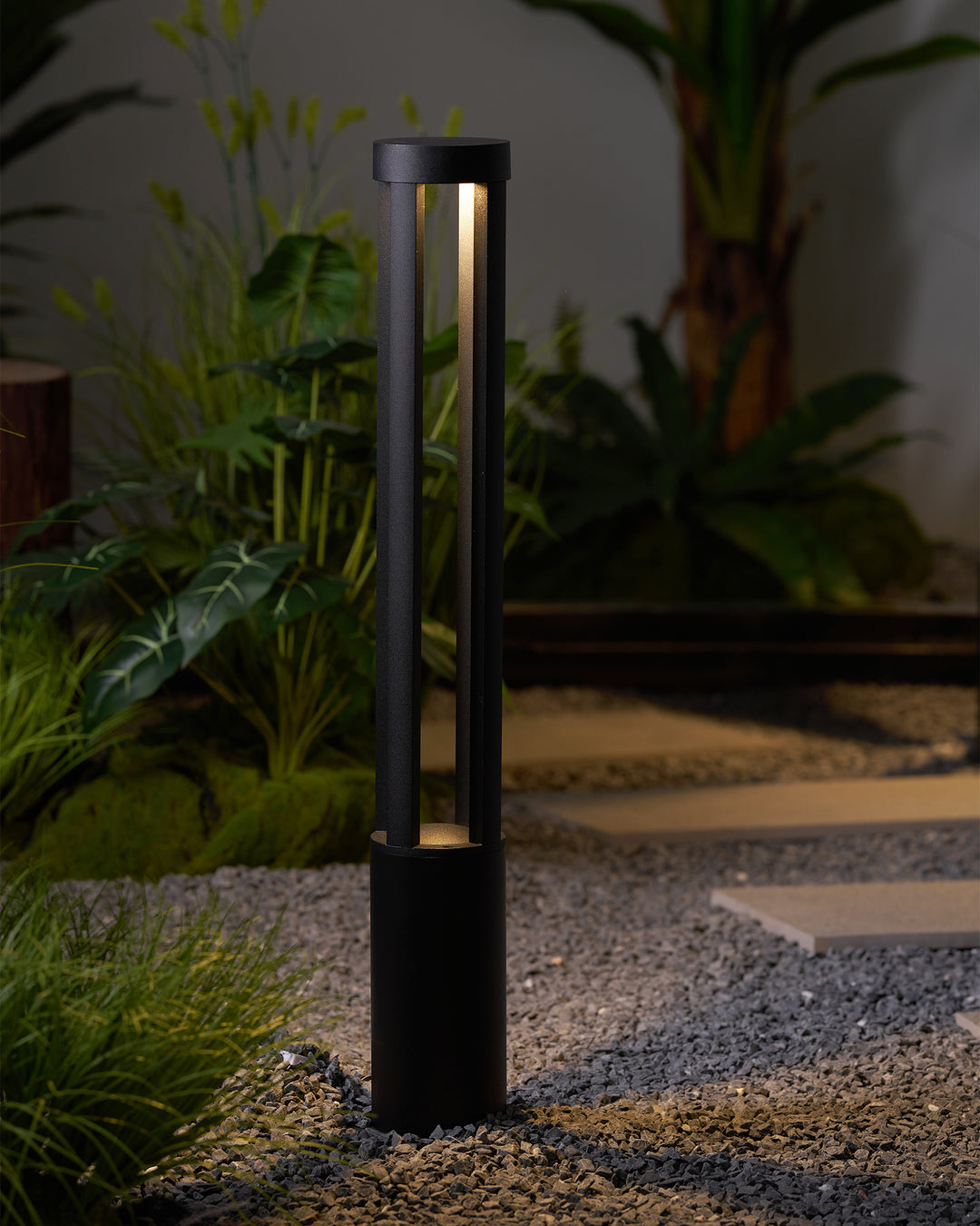Black Cylindrical Solar Outdoor Post Light - Vakkerlight