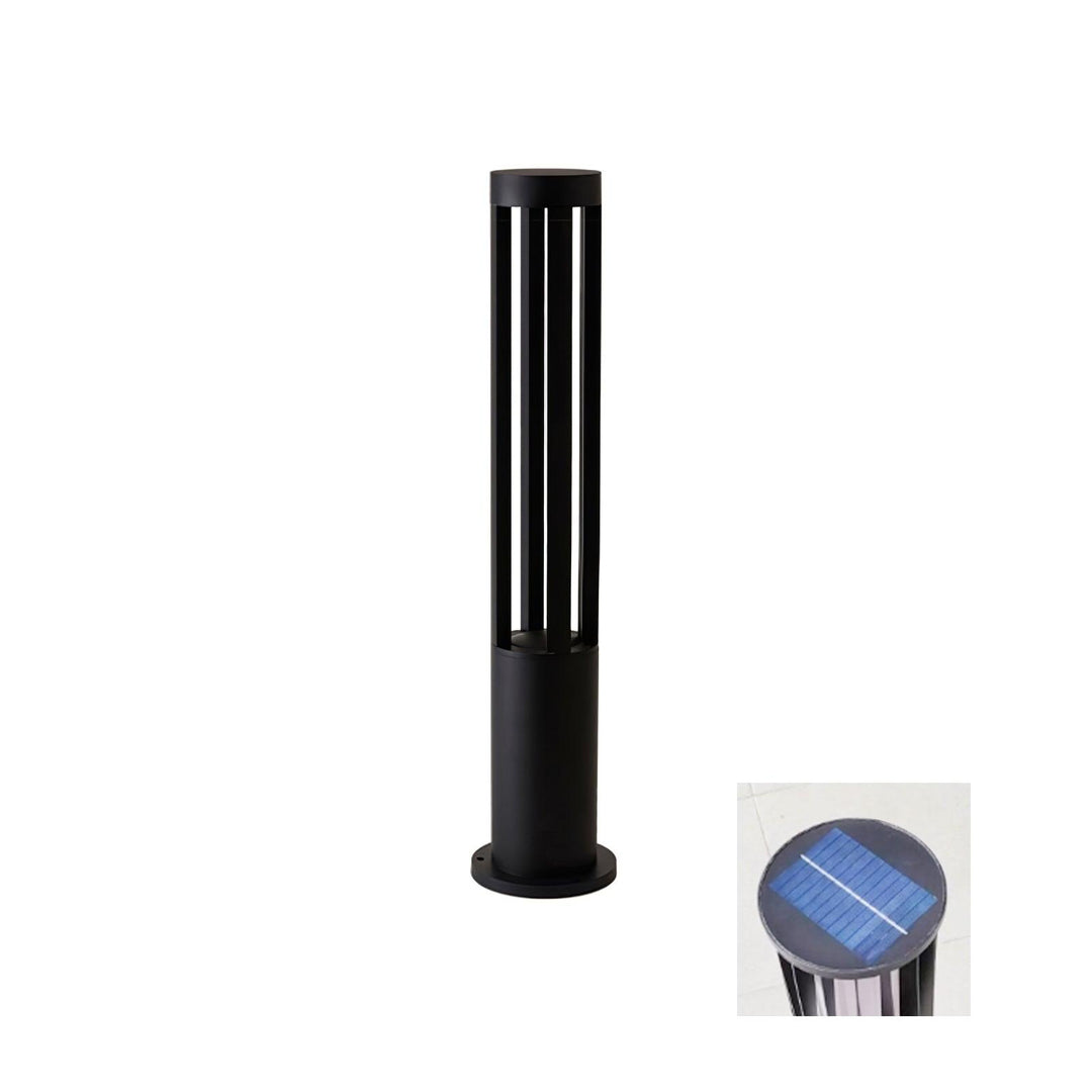 Black Cylindrical Garden Outdoor Light with Solar Panel - Vakkerlight