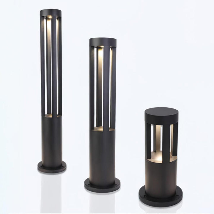 Black Cylindrical Garden Outdoor Light with Solar Panel - Vakkerlight