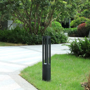 Black Cylindrical Garden Outdoor Light with Solar Panel - Vakkerlight