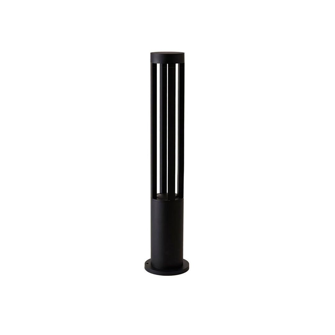 Black Cylindrical Garden Outdoor Light with Solar Panel - Vakkerlight