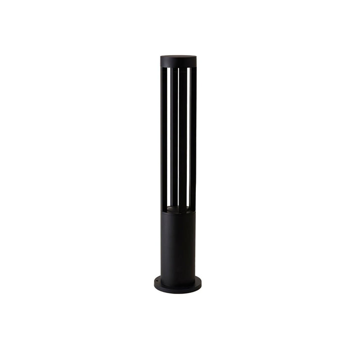 Black Cylindrical Garden Outdoor Light with Solar Panel - Vakkerlight