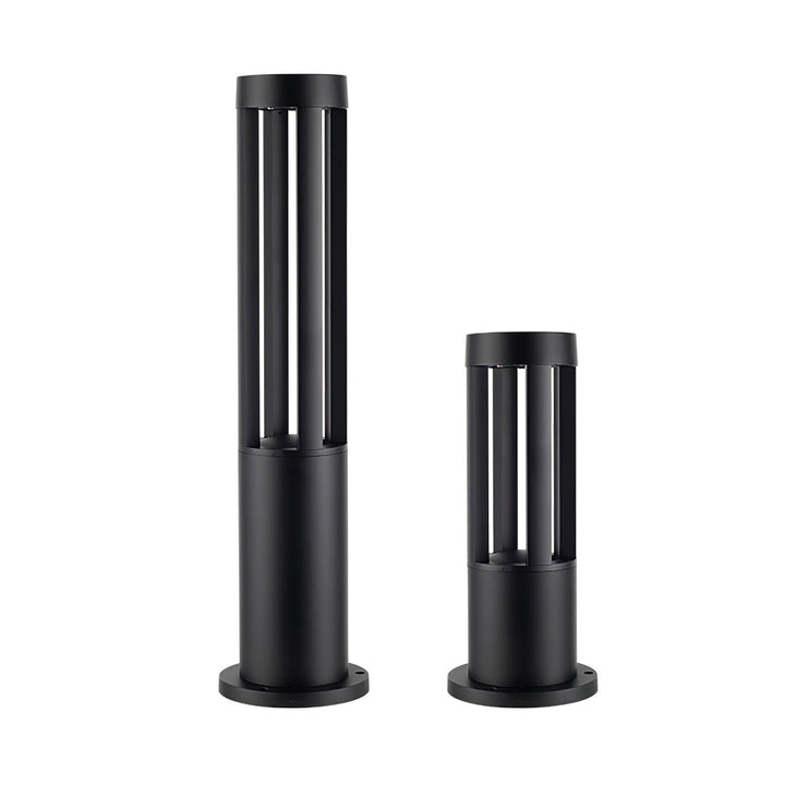 Black Cylindrical Garden Outdoor Light with Solar Panel - Vakkerlight