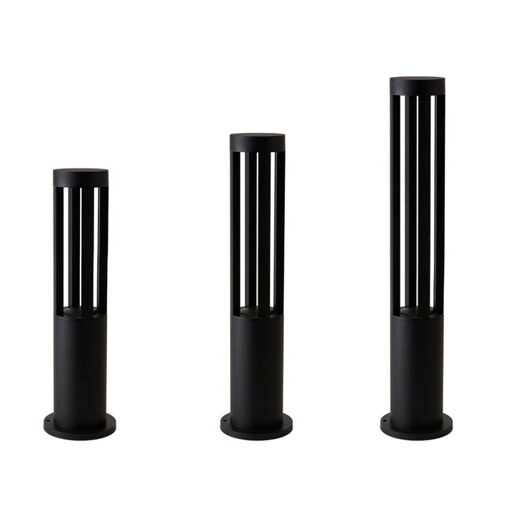 Black Cylindrical Garden Outdoor Light with Solar Panel - Vakkerlight