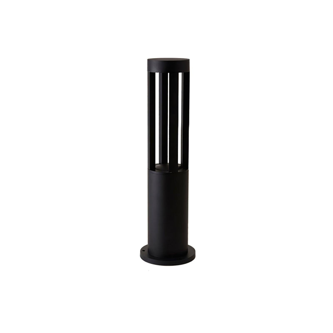 Black Cylindrical Garden Outdoor Light with Solar Panel - Vakkerlight