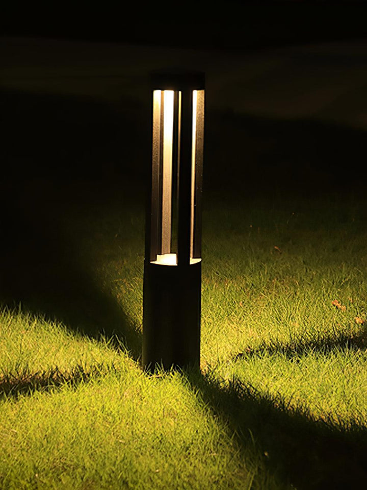 Black Cylindrical Garden Outdoor Light with Solar Panel - Vakkerlight