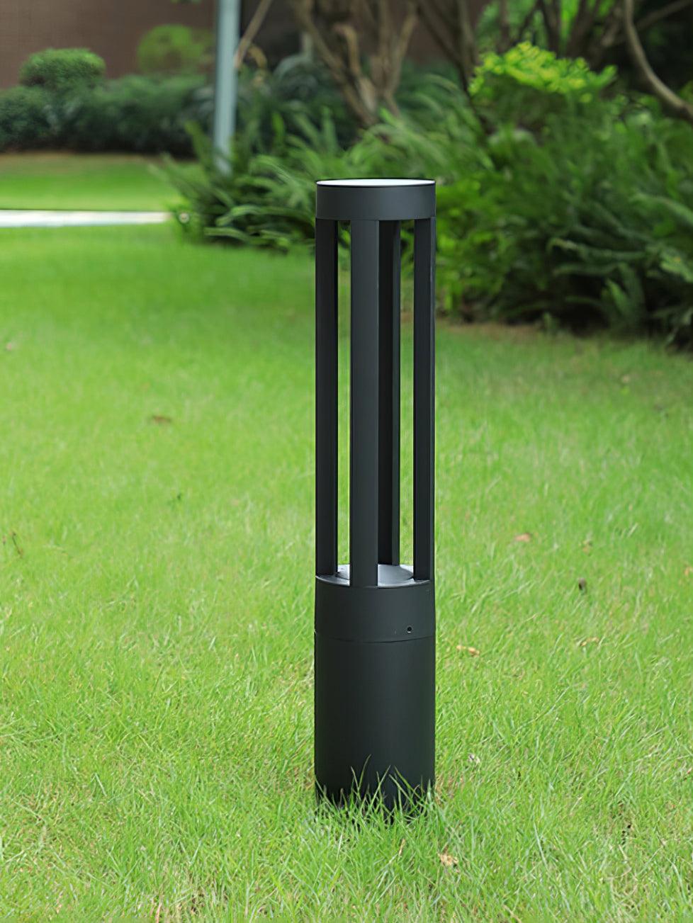 Black Cylindrical Garden Outdoor Light with Solar Panel - Vakkerlight