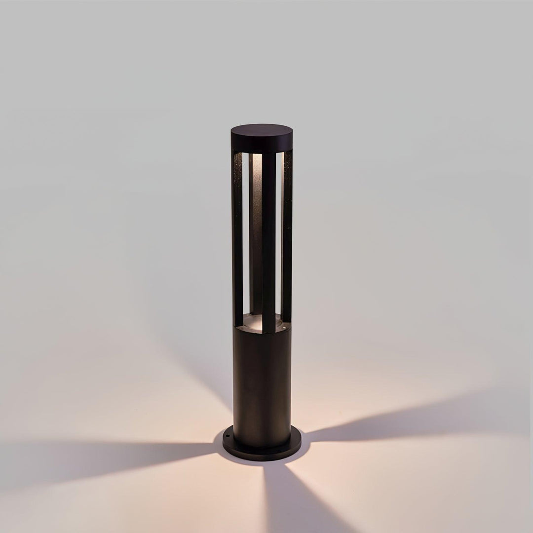 Black Cylindrical Garden Outdoor Light with Solar Panel - Vakkerlight