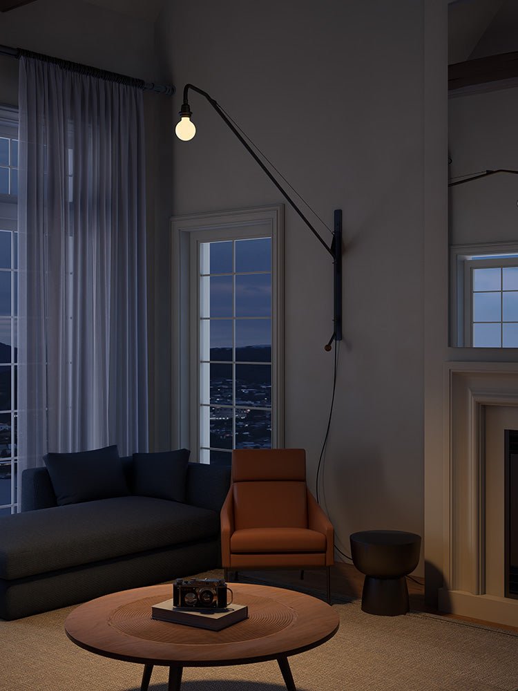 Black Long Arm Swing Arm Wall Lamp - Vakkerlight