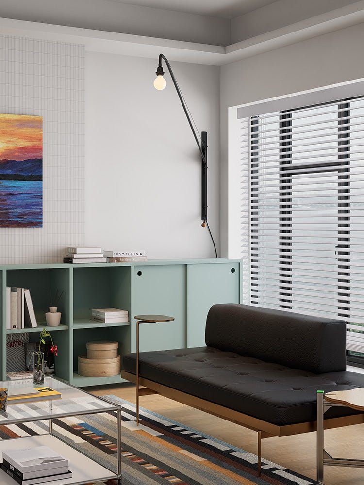 Black Long Arm Swing Arm Wall Lamp - Vakkerlight