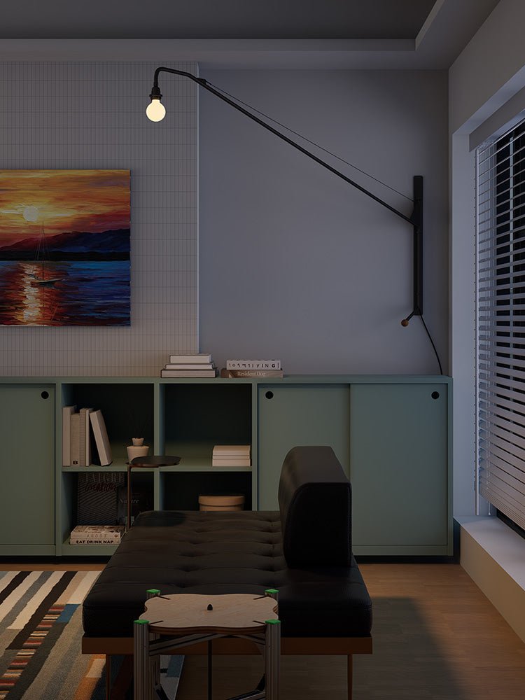 Black Long Arm Swing Arm Wall Lamp - Vakkerlight